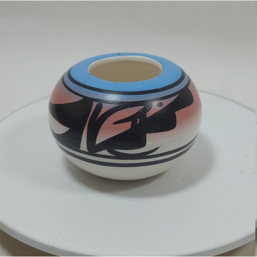 Vintage Mini Southwestern Native American Bud Vase Hand Painted Signed (bvb)